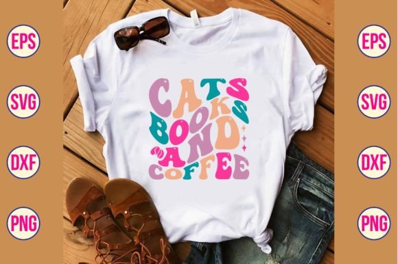 Cats Books and Coffee Retro Svg